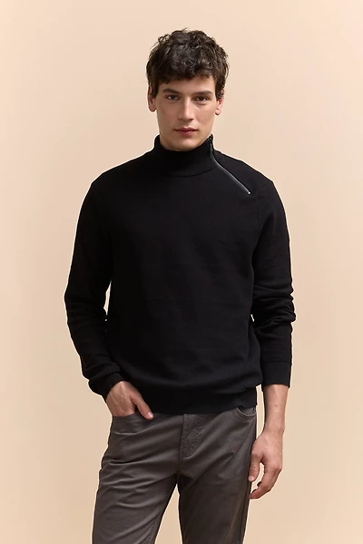 Mock neck sweater with zip