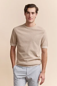 Short sleeves textured sweater