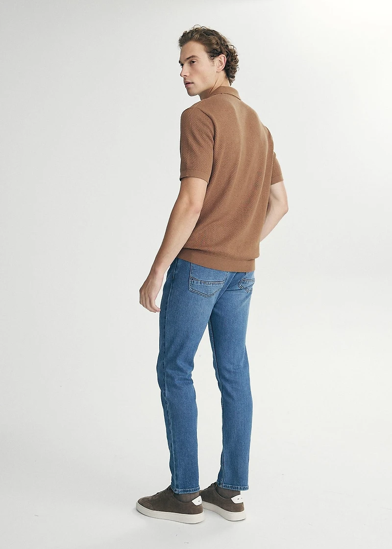 Textured  johnny collar polo