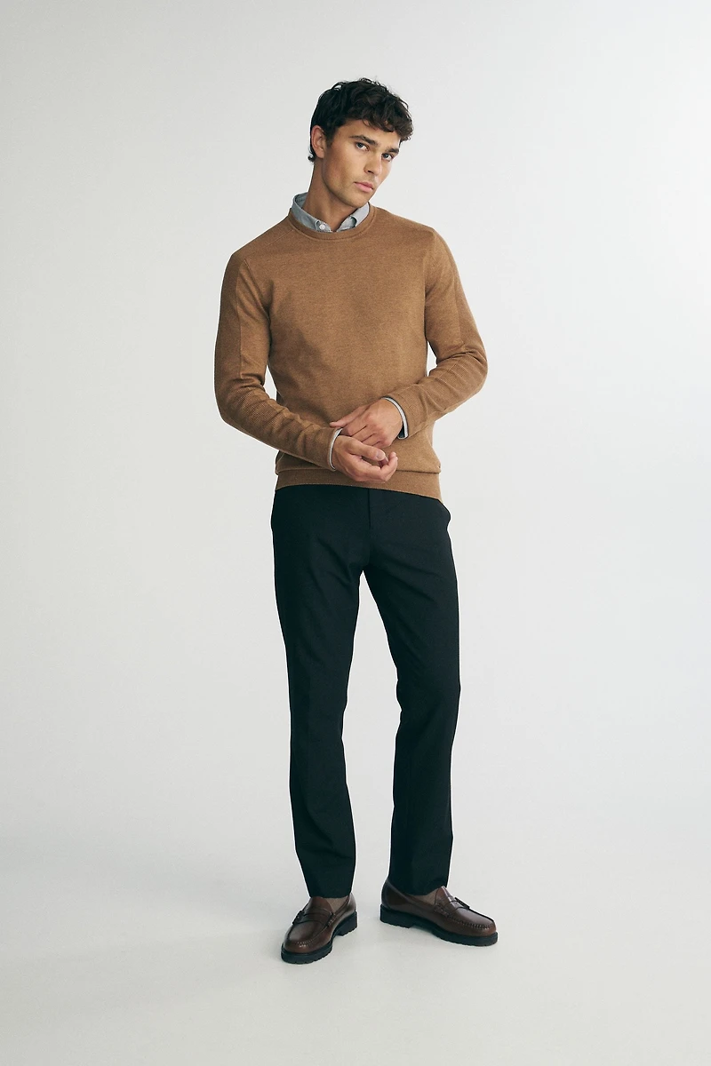 Rib details crew neck sweater
