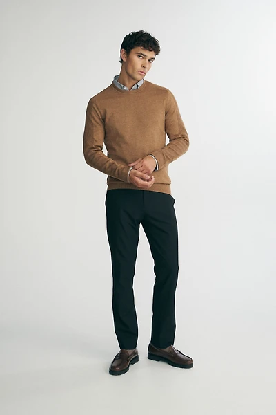 Rib details crew neck sweater