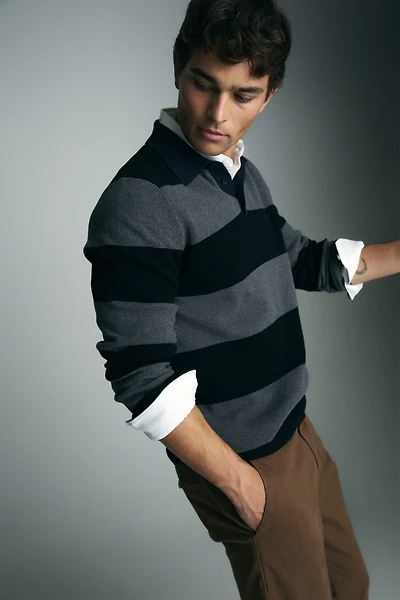 Color blocking knitted polo