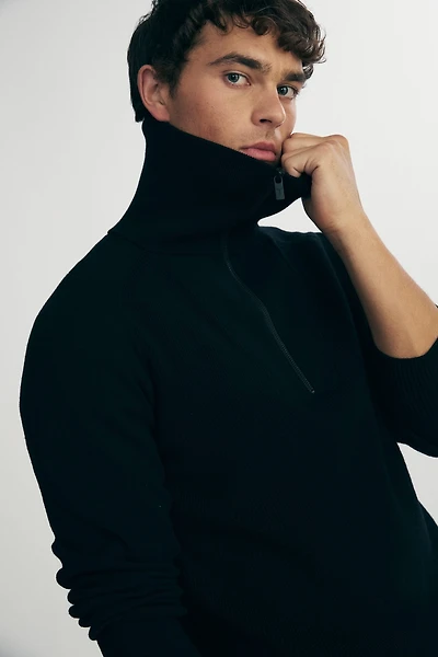 Zip mock-neck sweater