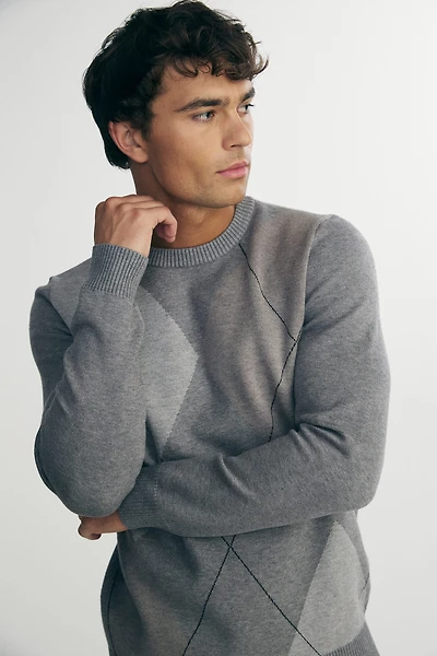Argyle jacquard sweater