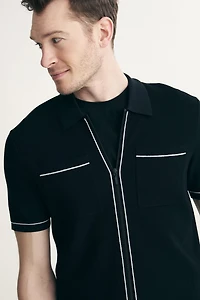 Knitted shirt with zip