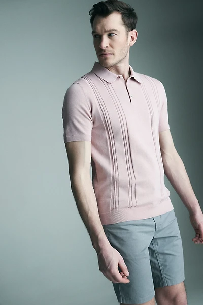 Textured vertical stripes polo