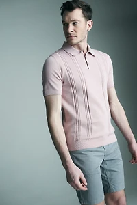 Textured vertical stripes polo