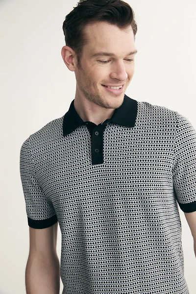 Polo jacquard deux tons