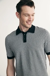 Polo jacquard deux tons