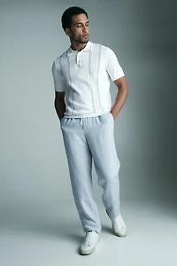Pointelle stripes polo