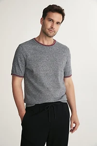 Short Sleeve Sweater with Contrast Details