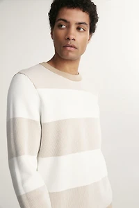 Stripes blocking crew neck