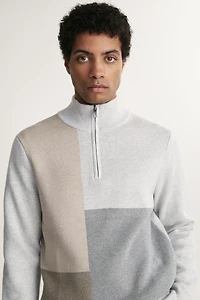 Mock neck colour blocking sweater