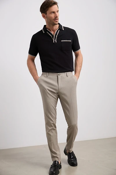Pantalon micro carreaux fit étroit