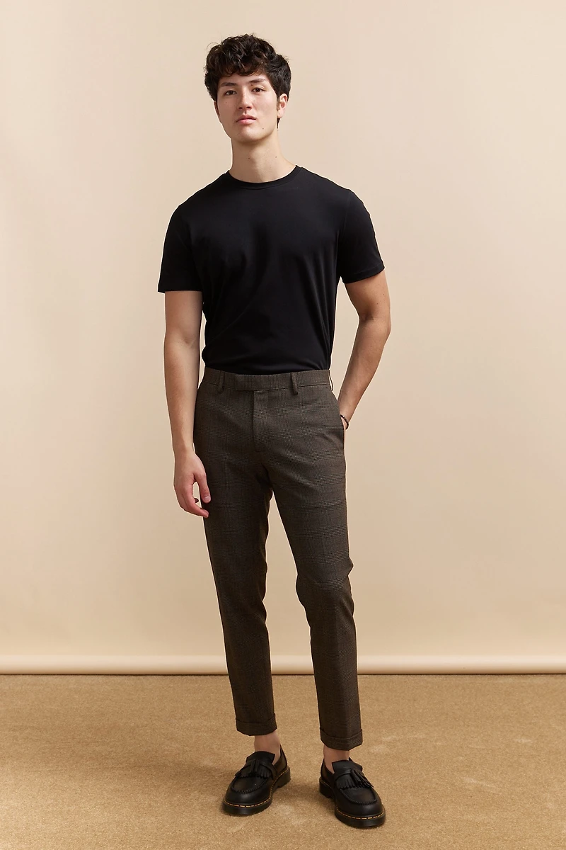 Pantalon à carreaux & revers fit étroit