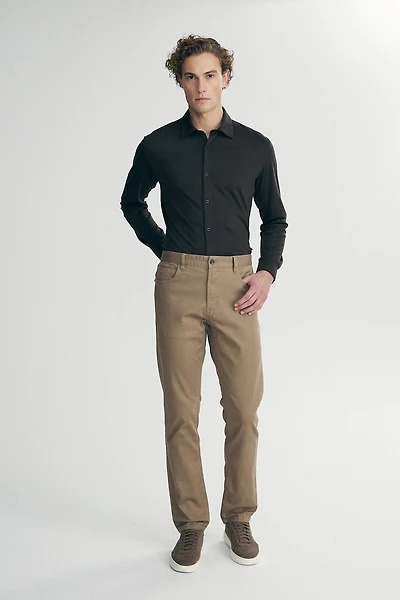 Twill slim fit pants