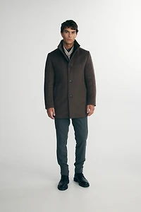 Cashmere blend coat with removable collar