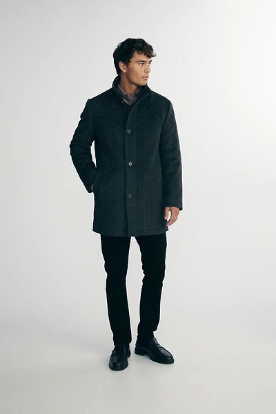 Two tone mock neck coat