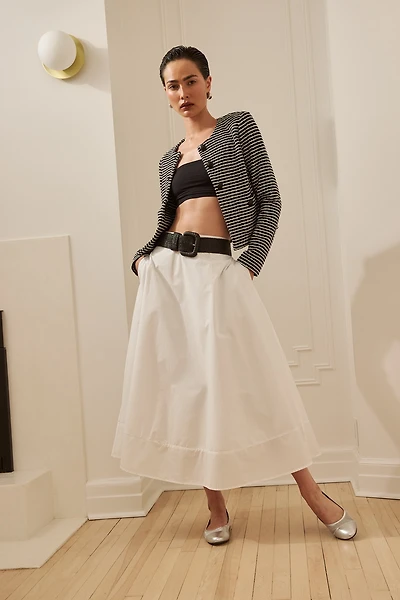 Jupe popeline à taille élastique