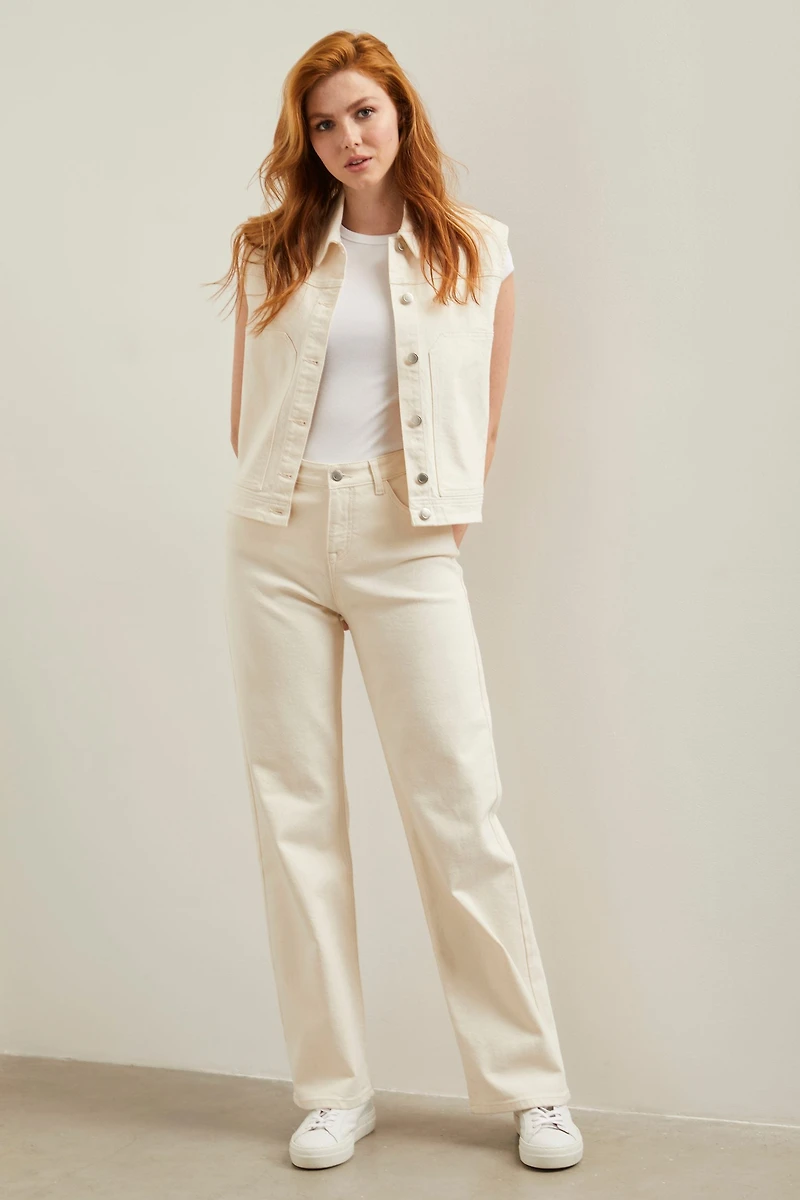 Pantalon jambe droite à taille haute
