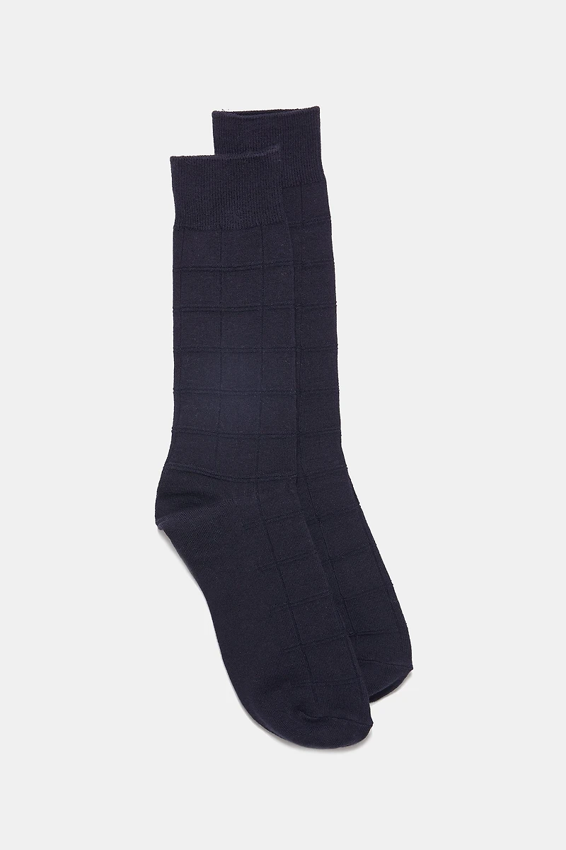 Checkerboard combed cotton socks
