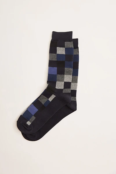 Multi Tone Checked Socks