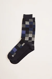 Multi Tone Checked Socks