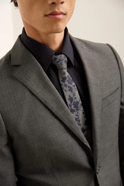 Cravate jacquard fleurs & chevrons