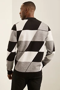 Pull col montant jacquard argyle