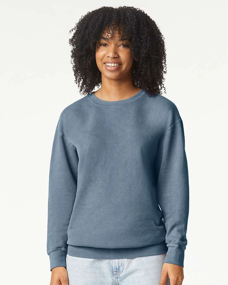 Sweatshirt Unisexe Léger Teint en Pièce à Col Ras du Cou