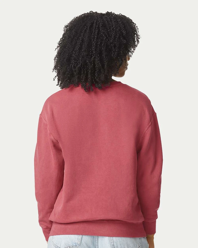 Sweatshirt Unisexe Léger Teint en Pièce à Col Ras du Cou