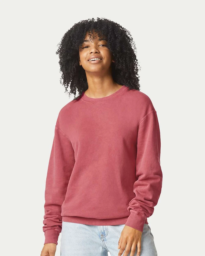 Sweatshirt Unisexe Léger Teint en Pièce à Col Ras du Cou