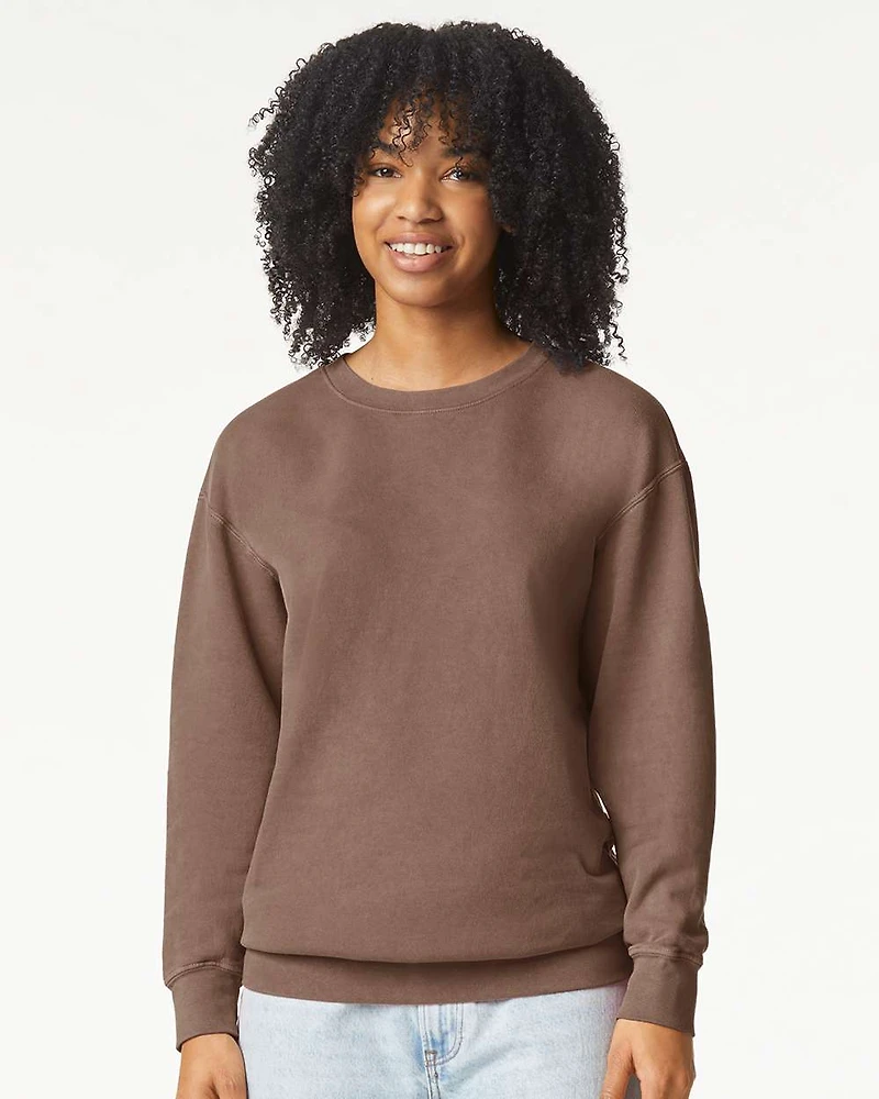 Sweatshirt Unisexe Léger Teint en Pièce à Col Ras du Cou