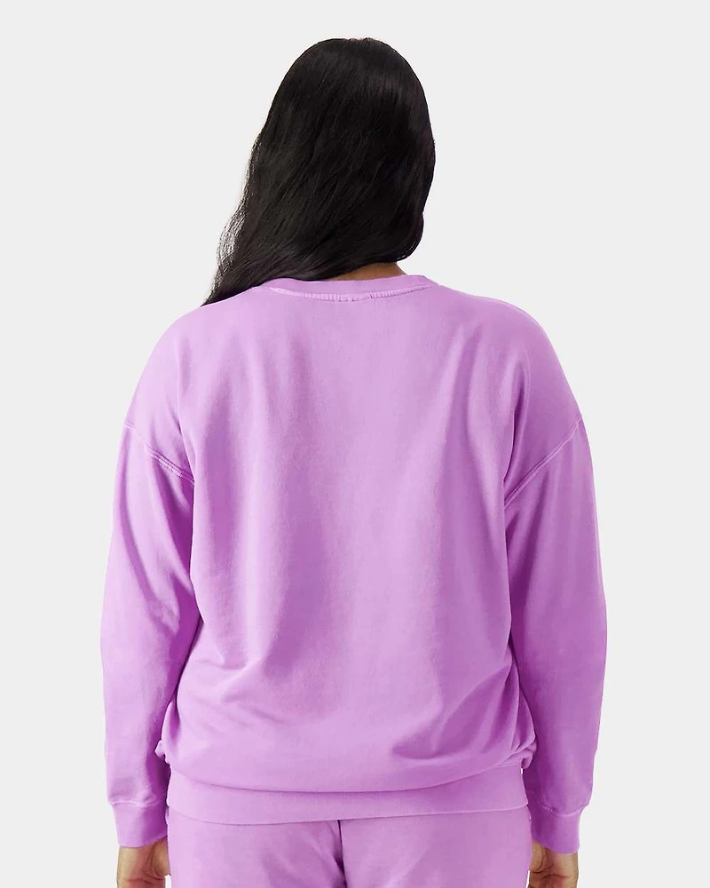 Sweatshirt Unisexe Léger Teint en Pièce à Col Ras du Cou