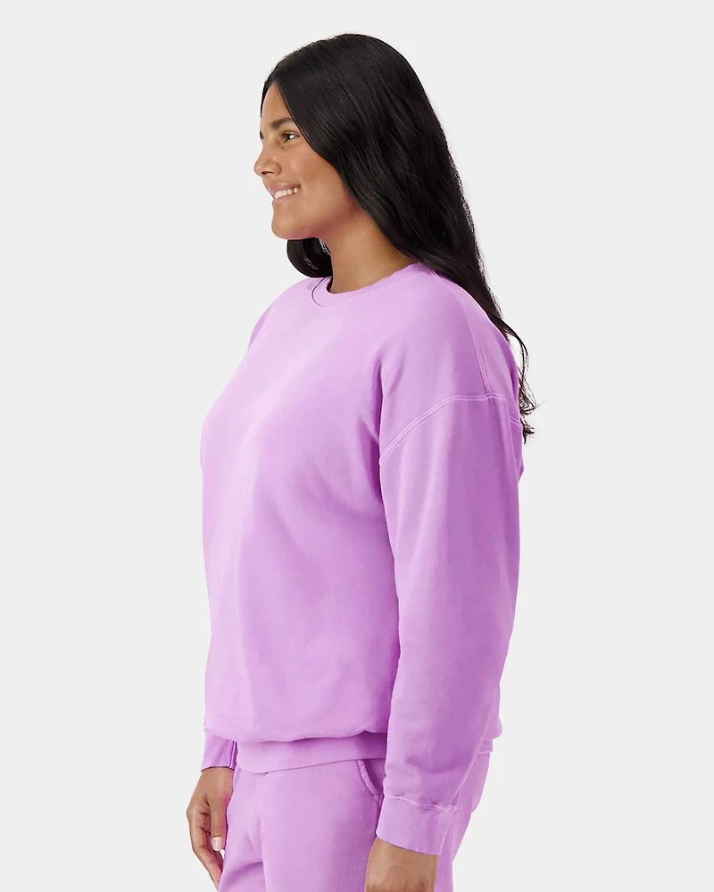 Sweatshirt Unisexe Léger Teint en Pièce à Col Ras du Cou