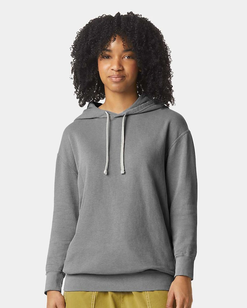 Sweat à capuche unisexe en molleton léger teint pièce