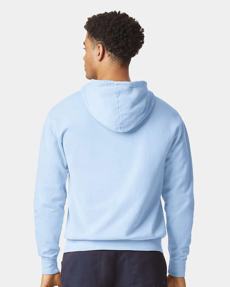 Sweat à capuche unisexe en molleton léger teint pièce