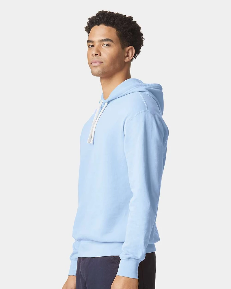 Sweat à capuche unisexe en molleton léger teint pièce