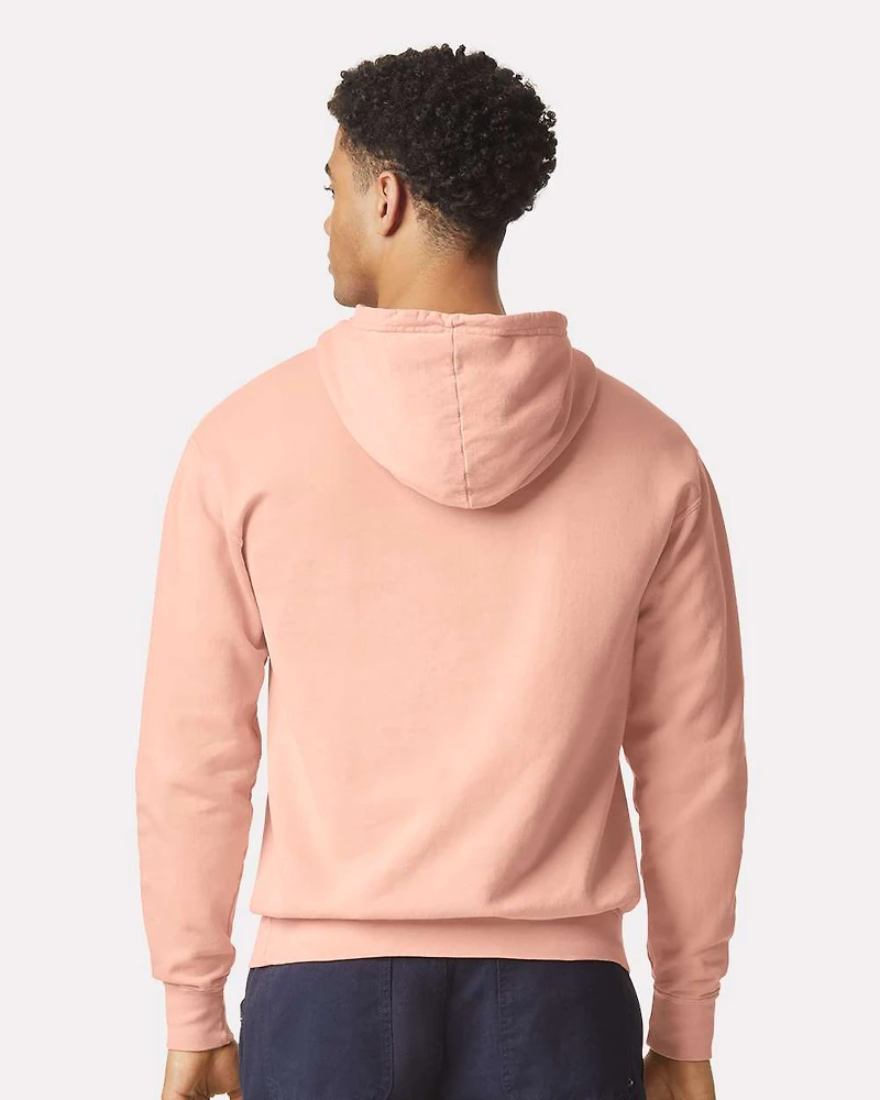 Sweat à capuche unisexe en molleton léger teint pièce