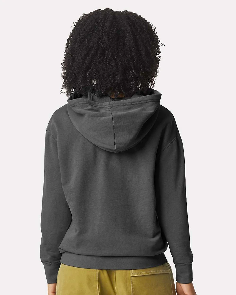 Sweat à capuche unisexe en molleton léger teint pièce