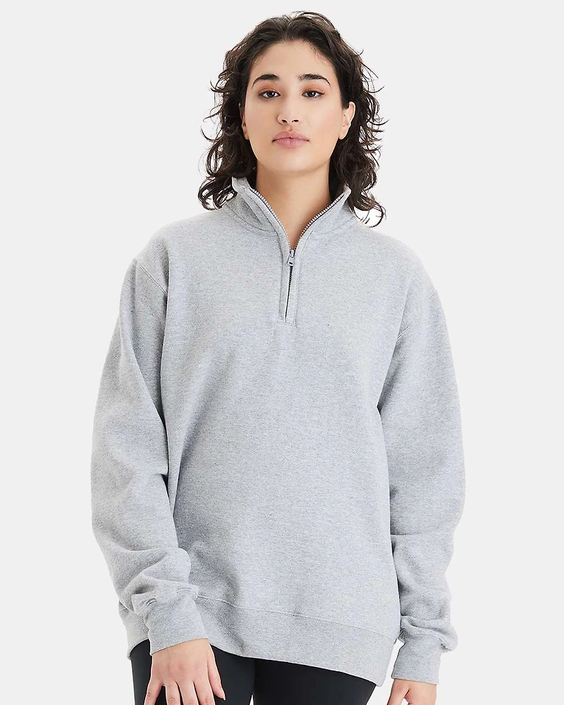 Pull unisexe Powerblend® à fermeture éclair quart de tour