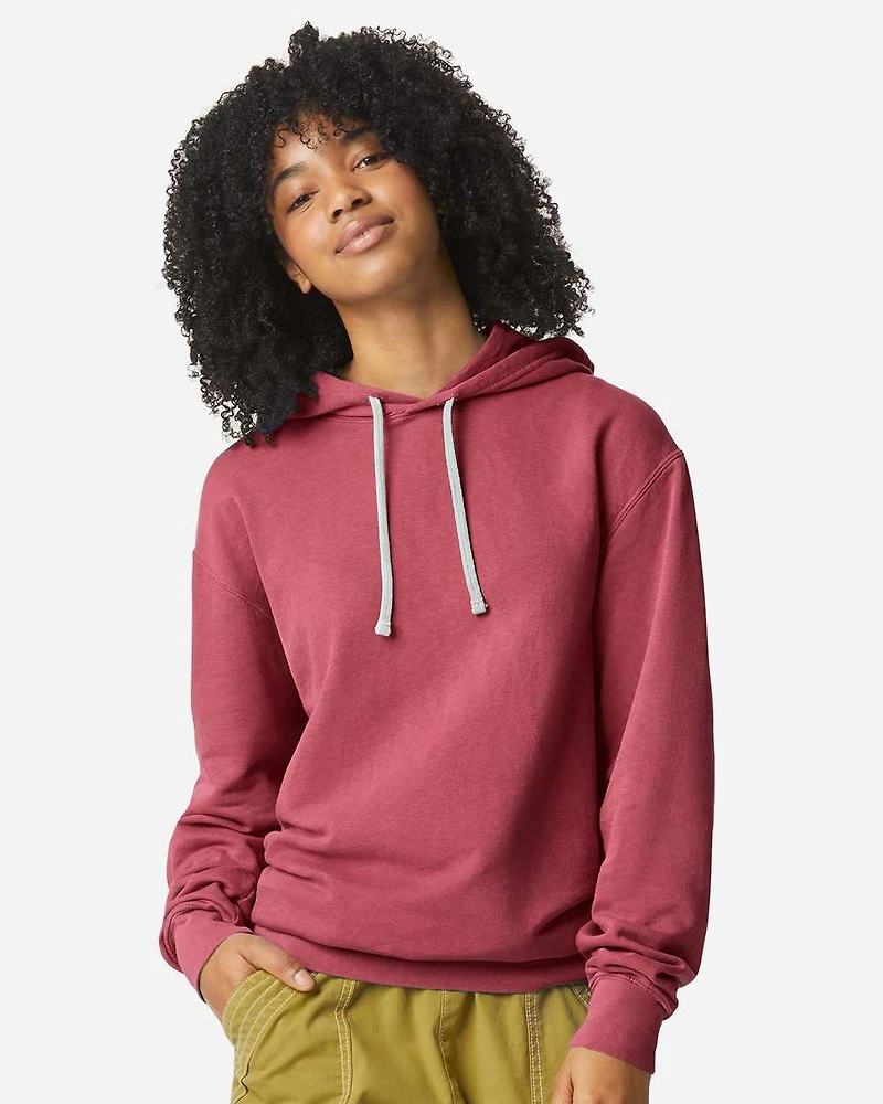 Sweat à capuche unisexe en molleton léger teint pièce