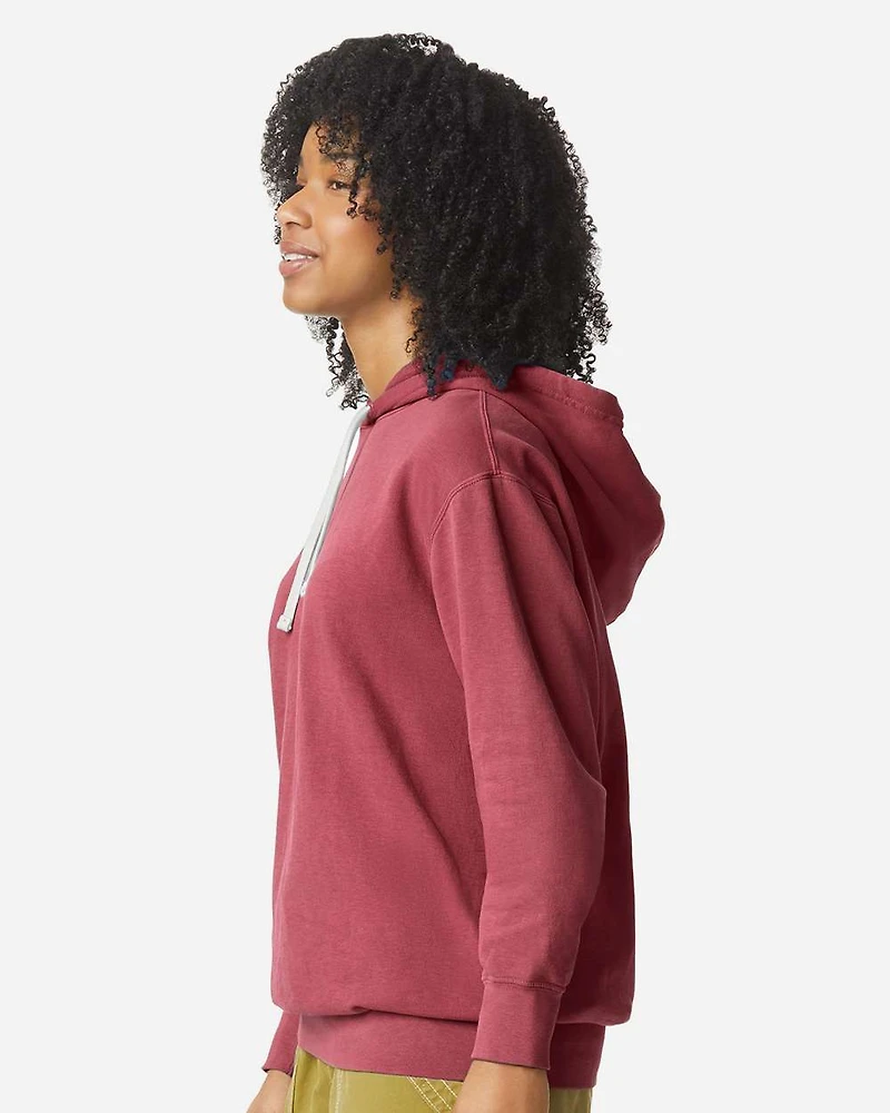 Sweat à capuche unisexe en molleton léger teint pièce