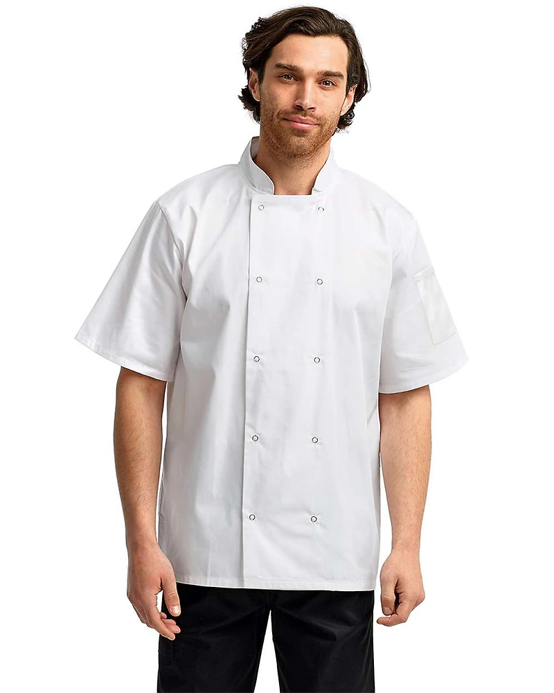 Veste de Chef à Manches Courtes et Boutons Rivetés Unisexe