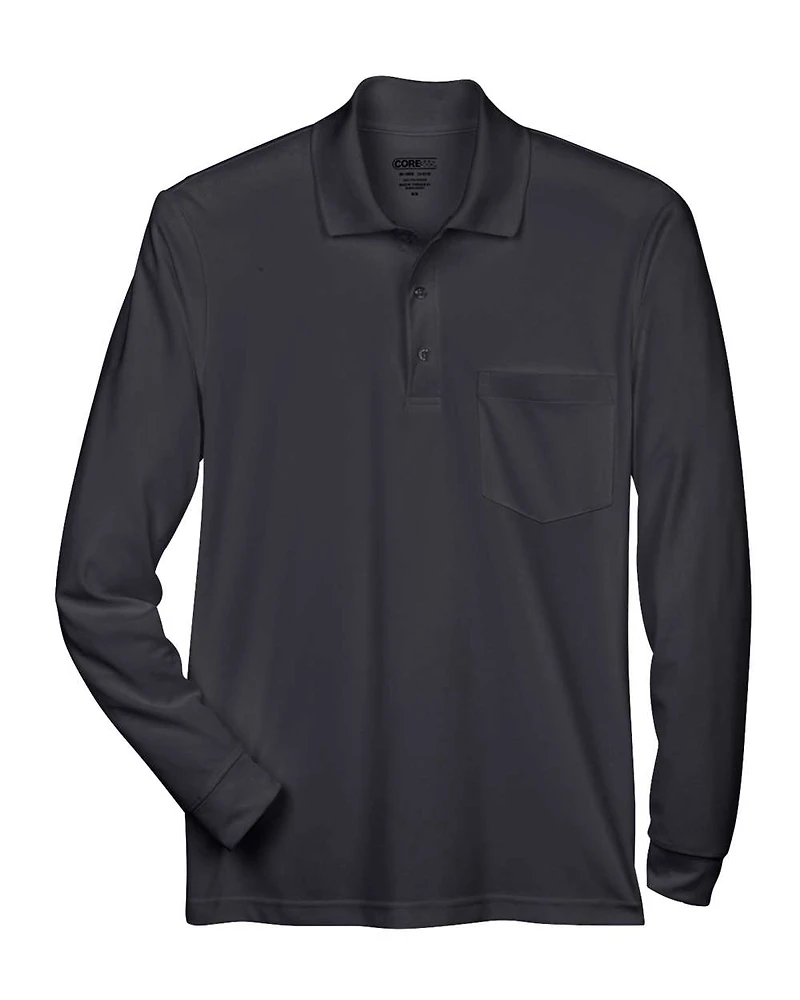 Men's Pinnacle Performance Long Sleeve Piqué Polo with Pocket | T-Shirt Time
