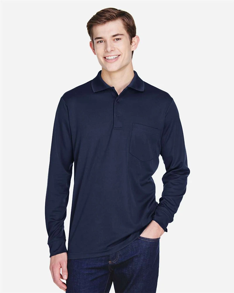 Men's Pinnacle Performance Long Sleeve Piqué Polo with Pocket | T-Shirt Time