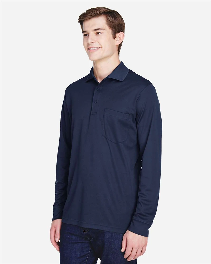 Men's Pinnacle Performance Long Sleeve Piqué Polo with Pocket | T-Shirt Time