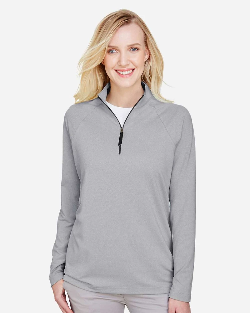 Women's CrownLux Performance® Clubhouse Micro-Stripe Quarter-Zip Pullover | T-Shirt Time