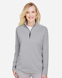 Women's CrownLux Performance® Clubhouse Micro-Stripe Quarter-Zip Pullover | T-Shirt Time
