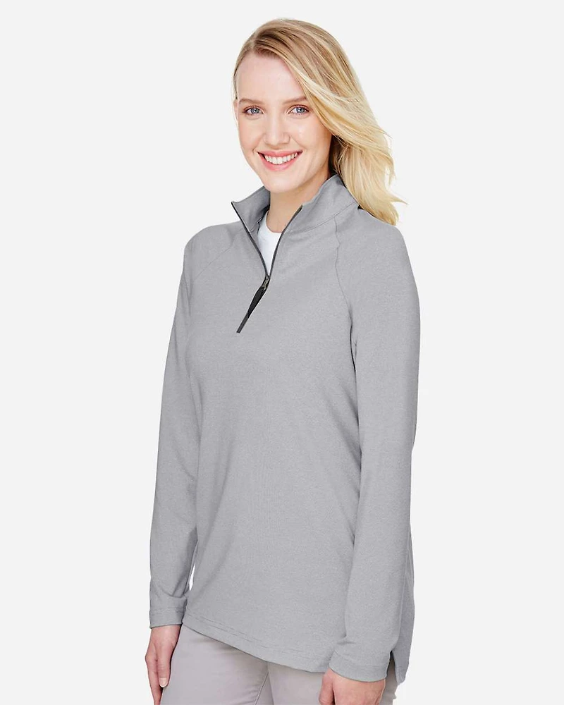 Women's CrownLux Performance® Clubhouse Micro-Stripe Quarter-Zip Pullover | T-Shirt Time